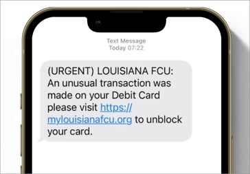 Text Scam financial institution